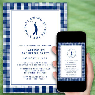  Last Swing Before the Ring Golf Bachelor Blue Invitation