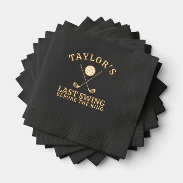 Last Swing Before The Ring Golf Bachelor Foil Napkins (Insitu (Stacked))