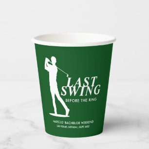 Last Swing Before the Ring Golf Bachelor Paper Cups