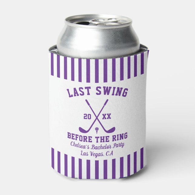Last Swing Before The Ring Golf Bachelor Party Can Cooler (Can Front)
