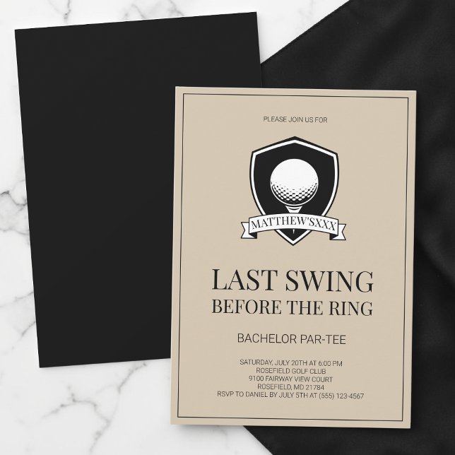 Last Swing Before the Ring Golf Bachelor Party Invitation (Last Swing Before the Ring Golf Bachelor Party Invitation)
