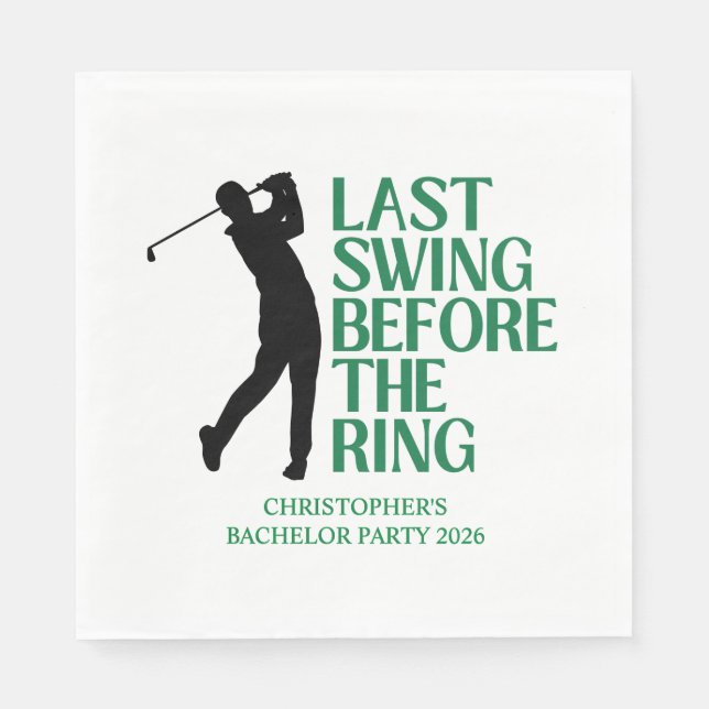 Last Swing Before The Ring Golf Bachelor Party Napkin (Front)