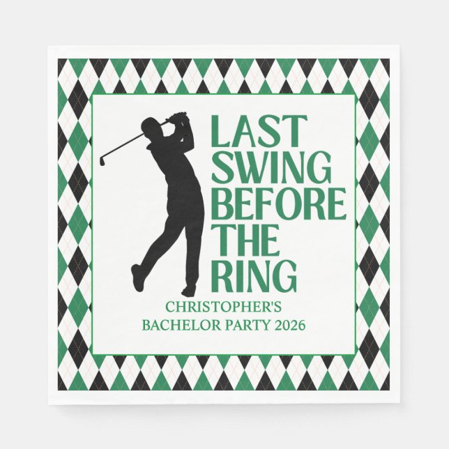 Last Swing Before The Ring Golf Bachelor Party Napkin (Front)