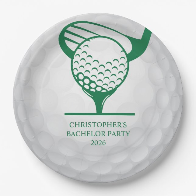 Last Swing Before The Ring Golf Bachelor Party Paper Plate (Front)