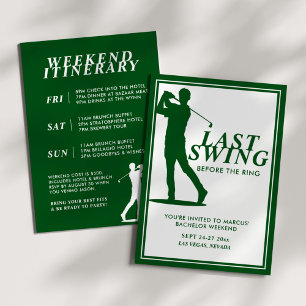 Last Swing Before the Ring Golf Bachelor Weekend Invitation