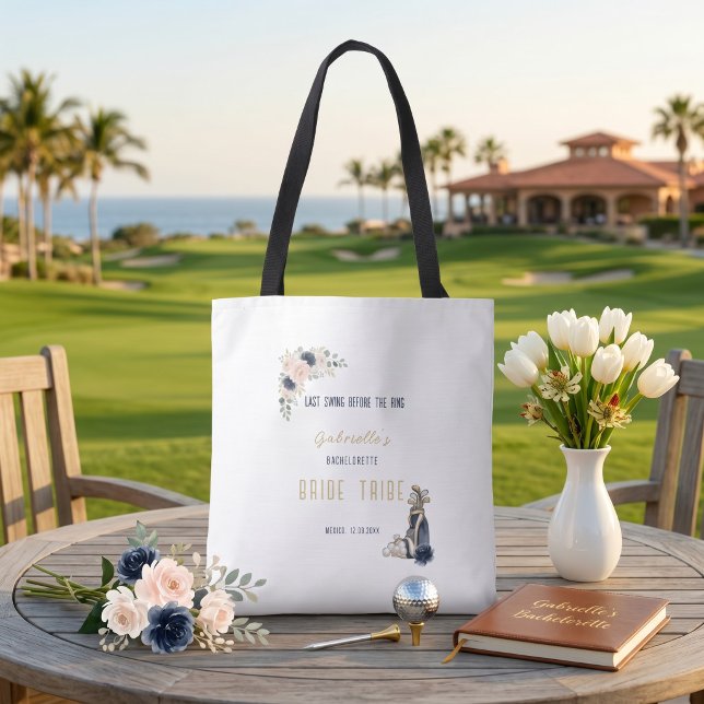 Last Swing Before the Ring Golf Bachelorette Bride Tote Bag (Creator Uploaded)