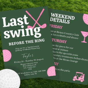 Last Swing Before The Ring Golf Bachelorette Invitation