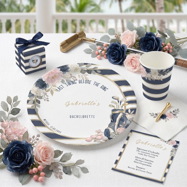 Last Swing Before the Ring Golf Bachelorette  Paper Plate (Creator Uploaded)