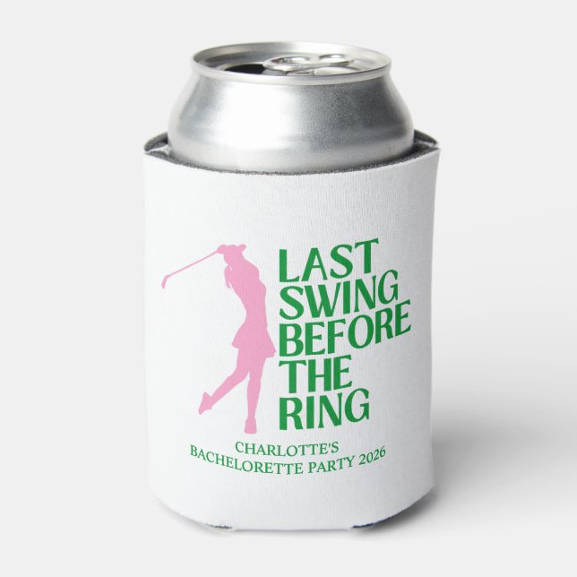 Last Swing Before The Ring Golf Bachelorette Party Can Cooler (Can Front)