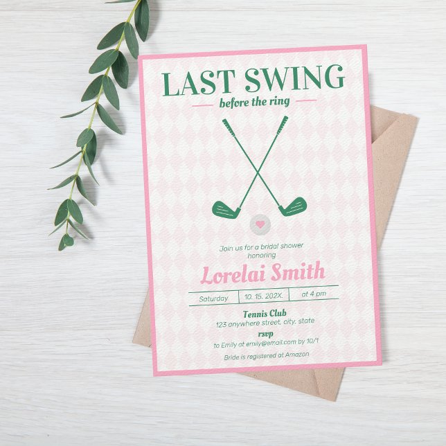 Last swing before the Ring Golf Bridal Shower Invitation (Creator Uploaded)