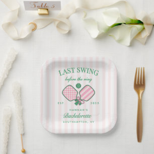 Last Swing Before The Ring Pickleball Bach Weekend Paper Plate