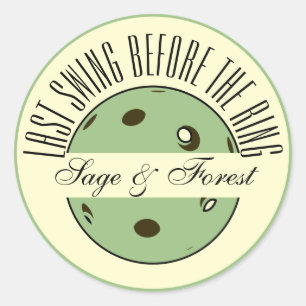 Last Swing Before the Ring Pickleball Wedding Sage Classic Round Sticker