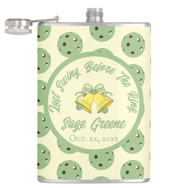 Last Swing Before the Ring Sage & Cream Pickleball Hip Flask (Opened)
