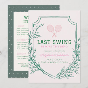 Last Swing Before the Ring Tennis Bachelorette Invitation