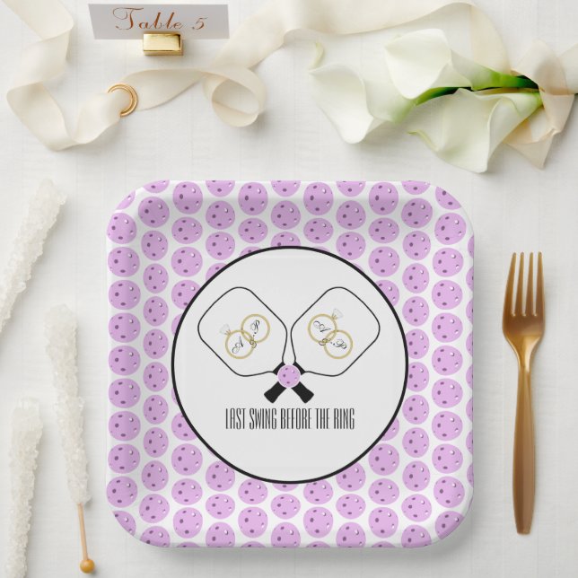 Last Swing Before the Ring Wedding Pickleball  Paper Plate (Wedding)