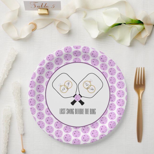 Last Swing Before the Ring Wedding Pickleball  Paper Plate (Wedding)