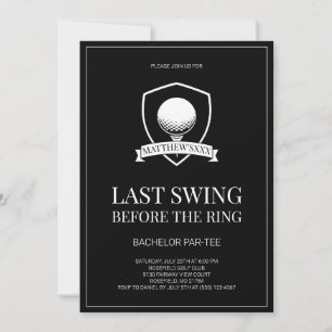 Last Swing Black and White Golf Bachelor Party Invitation
