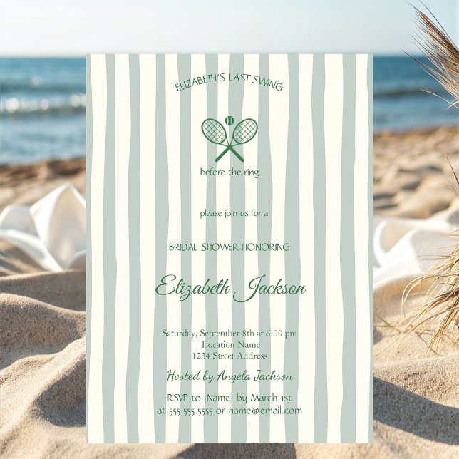 Last Swing Country Club Green Stripe Bridal Shower Invitation (Creator Uploaded)