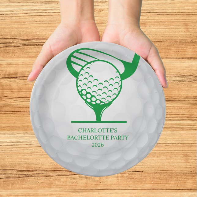 Last Swing Golf Bachelorette Green Paper Plate (Creator Uploaded)