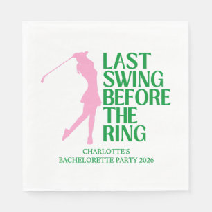 Last Swing Golf Bachelorette Pink Green Napkin