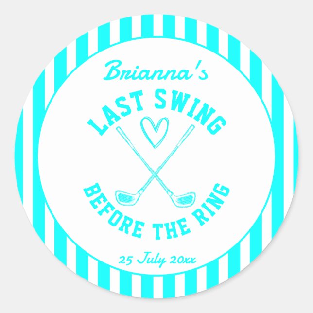 Last swing golf country club Bachelorette favor Classic Round Sticker (Front)