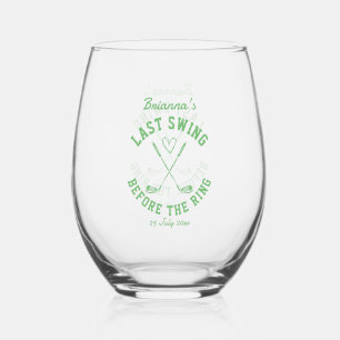 Last swing golf country club Bachelorette favours Stemless Wine Glass