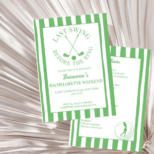 Last swing golf country club Bachelorette weekend Invitation