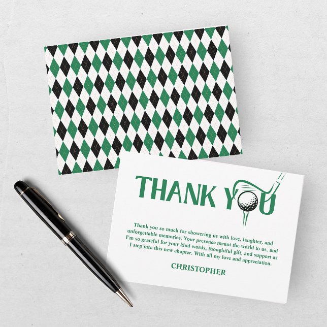 Last Swing Golf Green Bachelor Thank You Card (Creator Uploaded)