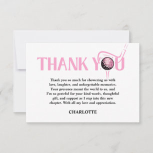 Last Swing Golf Pink Bachelorette  Thank You Card