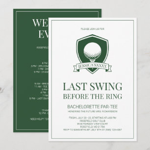Last Swing Green and White Golf Bachelorette Party Invitation
