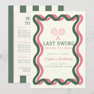Last Swing Tennis Wavy Frame Bachelorette Weekend Invitation