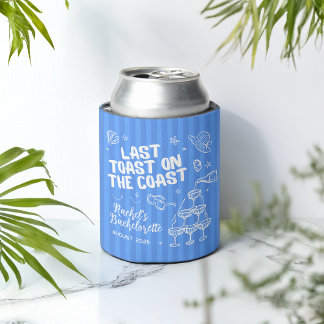 Last Toast Bachelorette Can Cooler – Retro Stripes