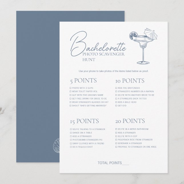 Last Toast Bachelorette Game Scavenger Hunt Card (Front/Back)