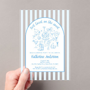 Last Toast Blue Beach Life Bachelorette Party Acrylic Invitations