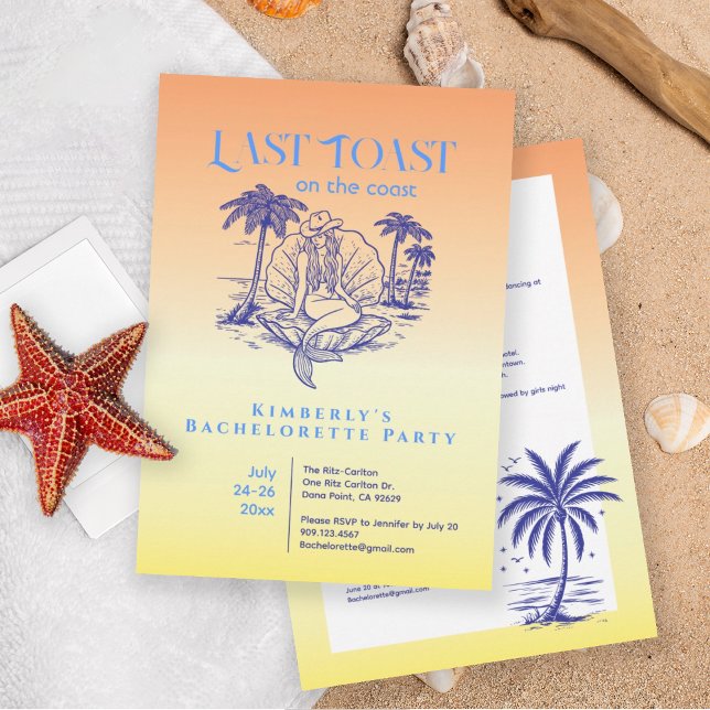 Last Toast Blue Mermaid Bachelorette Party  Invitation (Creator Uploaded)