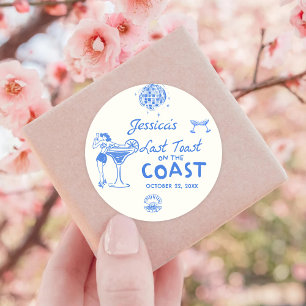 Last Toast Coast Beach Bachelorette Party Classic Round Sticker
