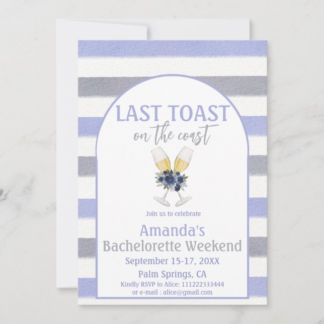 Last Toast Coast Beach Bachelorette Weedkend Party Invitation (Front)