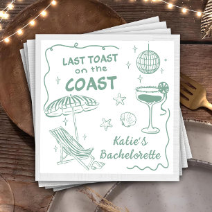 Last Toast Coast Beach Green Bachelorette Party Napkin