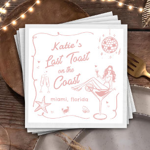 Last Toast Coast Beach Pink Bachelorette Party Napkin