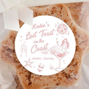 Last Toast Coast Beach Pink Bachelorette Sticker