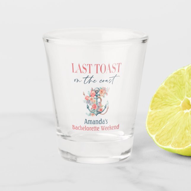 Last Toast Coastal Bachelorette Weedkend Gift Shot Glass (Front)