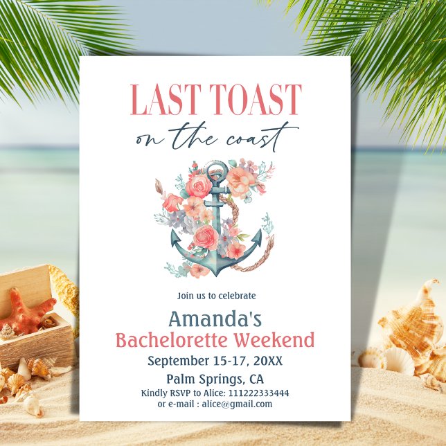 Last Toast Coastal Bachelorette Weedkend Itinerary Invitation (Creator Uploaded)