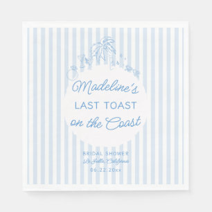 Last Toast Coastal Blue White Chic Bridal Shower Napkin