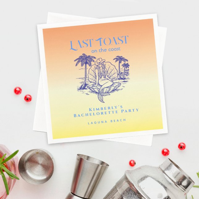 Last Toast Cowgirl Mermaid Coastal Bachelorette  Napkin (Creator Uploaded)