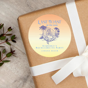 Last Toast Cowgirl Mermaid Sunset Bach Party Classic Round Sticker