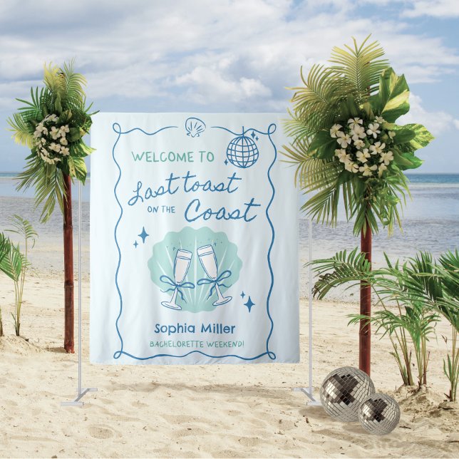 Last Toast on the Coast Bachelorette Backdrop Tapestry (Creator Uploaded)