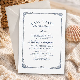 Last Toast on the Coast! Bachelorette Invitation