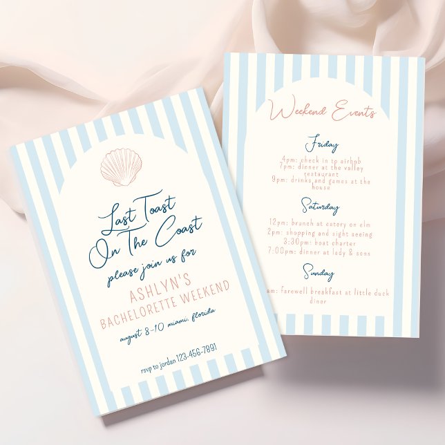 Last Toast On the Coast Bachelorette Invitation (Creator Uploaded)