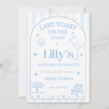 Last Toast On the Coast Bachelorette Invitation 