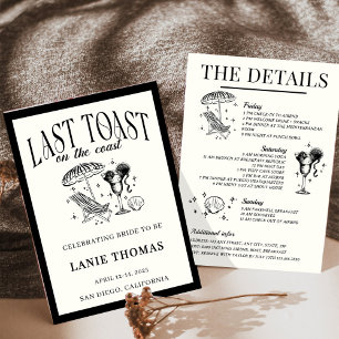 Last Toast on the Coast Bachelorette Itinerary Invitation